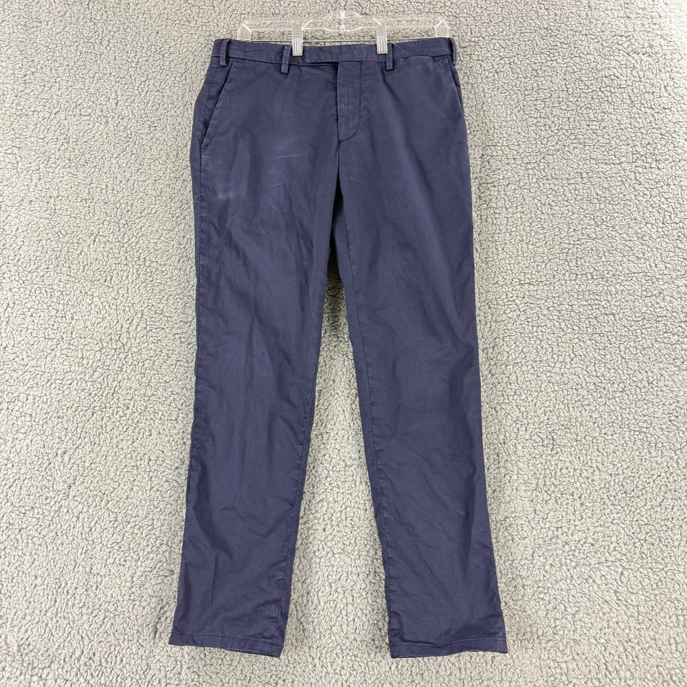 Boglioli Pants Mens Small (46) Blue Chino‎ Straight Leg Flat Front Cotton Casual